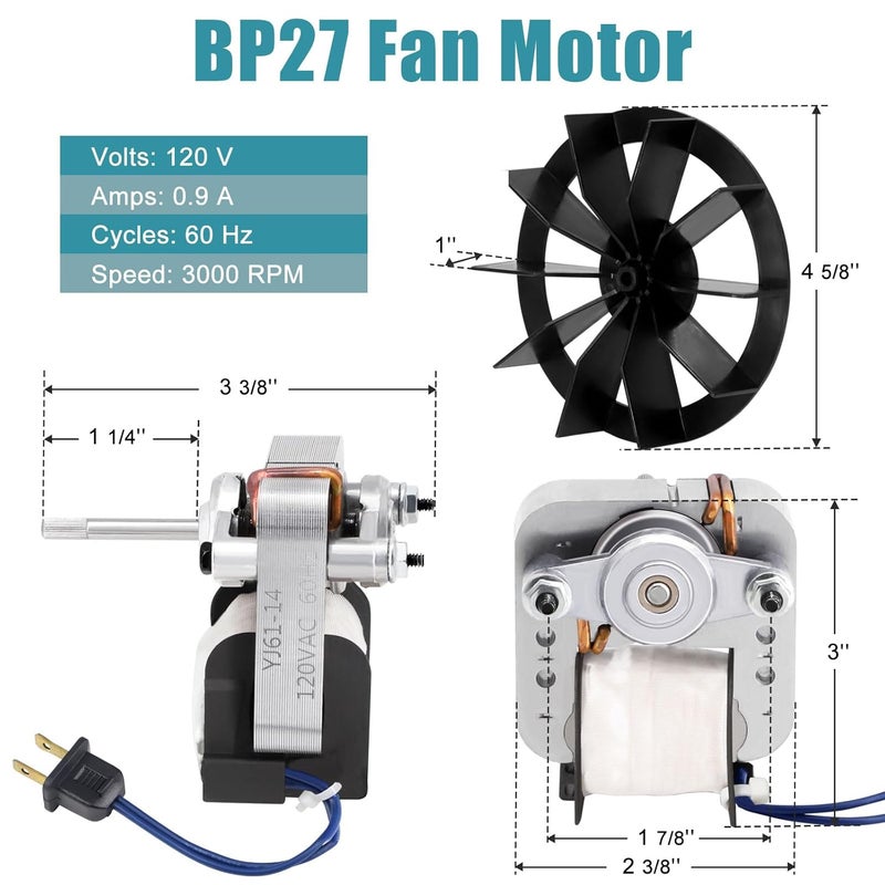 Criditpid BP27 Fan Motor Replacement for Broan Nutone 663 688 678 671 659 662 668 670 689 669 663-C 688-C 663-E 688-E 678-C 678-D 678-F Bathroom Exhaust Fan Motor, S97012038 Ventilation Fans Motors, 50CFM - Image 3
